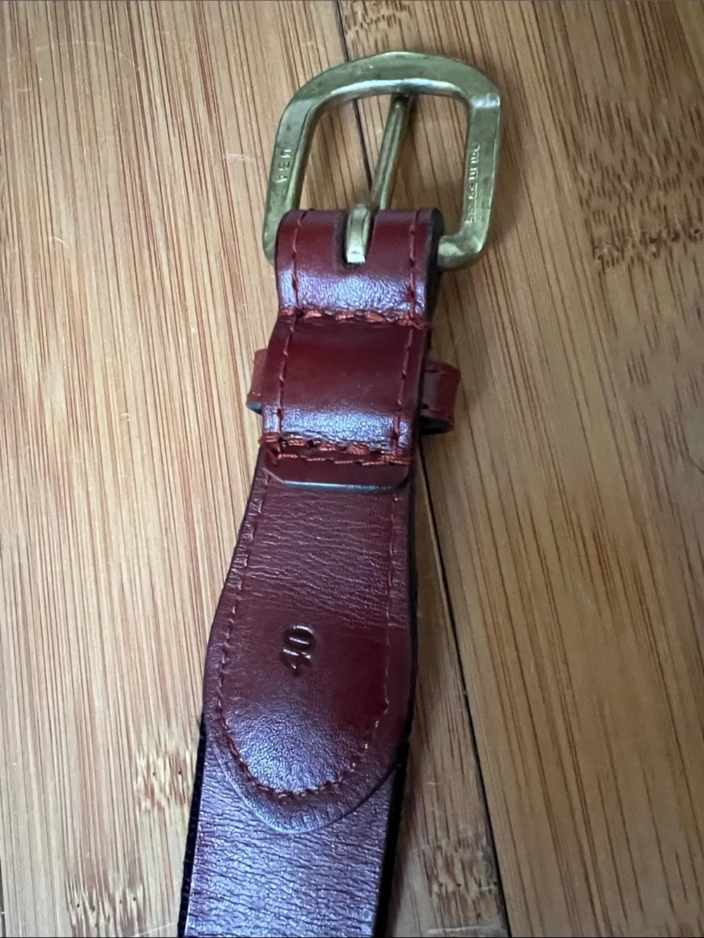 Smathers & Branson Baylor Belt Pine Leather Green-Yellow Needlepoint Sz 40 USA